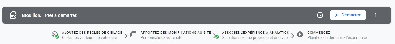 demarrer-experience Google Optimize - démarrer l'expérience