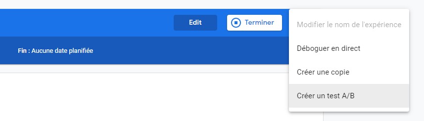 dupliquer-experience Google Optimize - dupliquer l'expérience