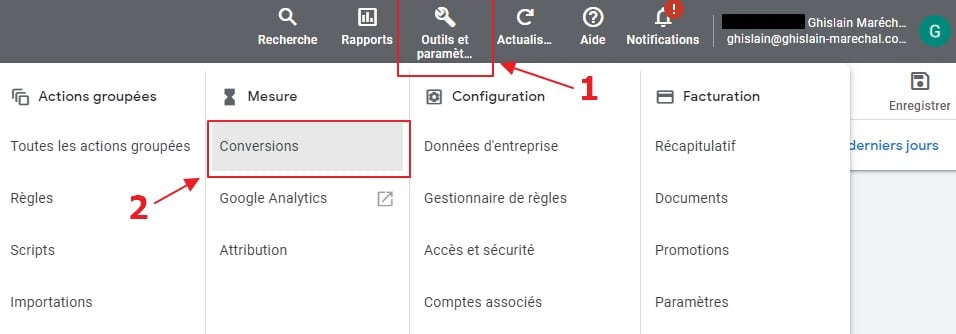 Créez votre conversion Achat dans Google Ads