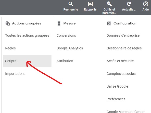 Ajouter un script sur votre compte Google Ads