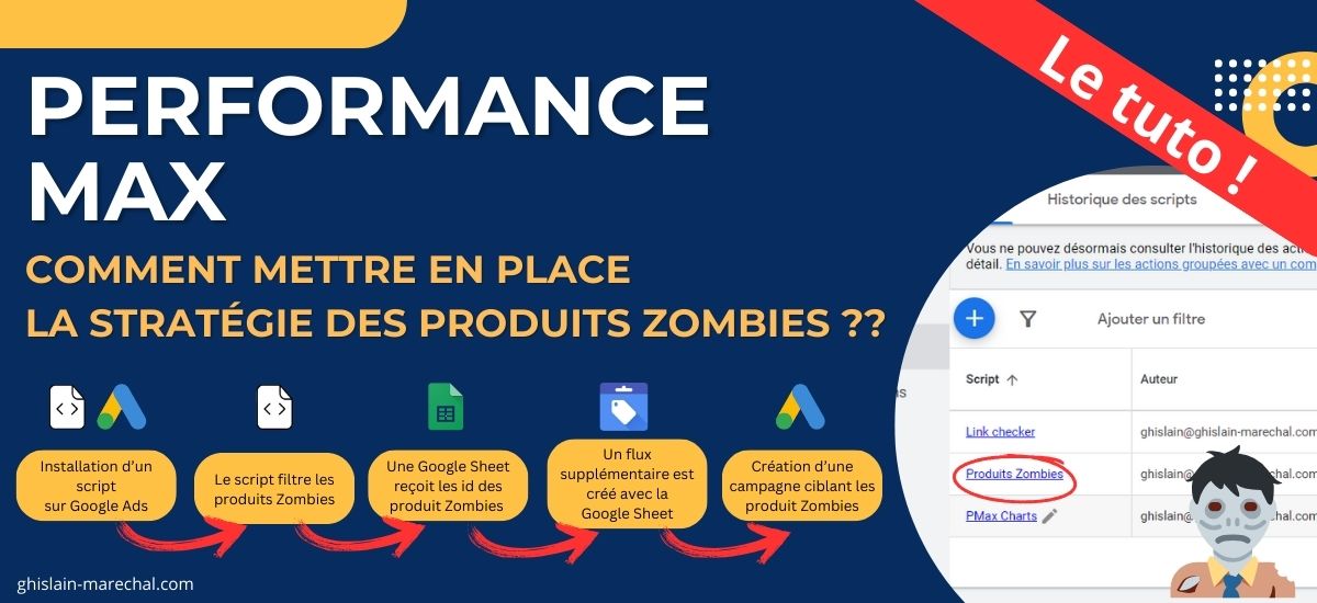 Utilisez un script sur Google Ads pour exporter vos produits zombies vers Google MErchant center et les cibler dans de nouvelles pubs