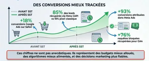 conversion mieux traquées Des conversions mieux traquées avec le tracking côté serveur.